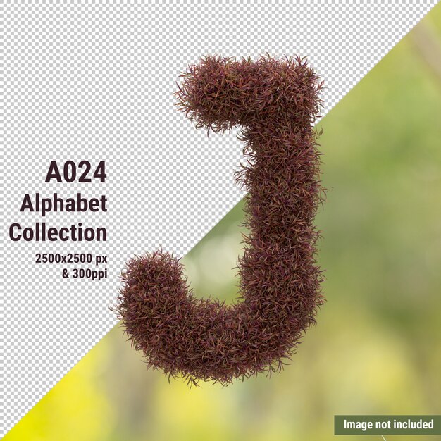 Vertical alphabet of red garden tree and green,white leaves