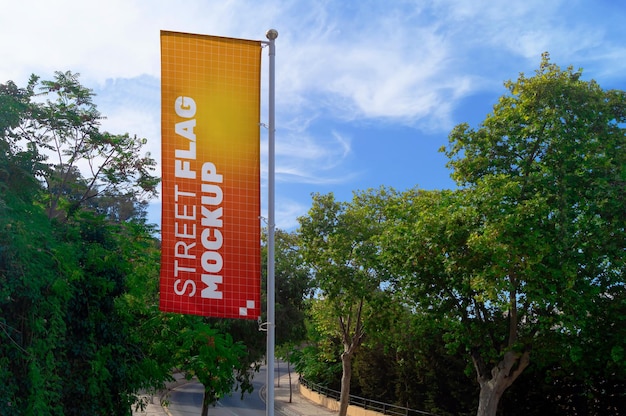 vertical banner mockup on a background of plants