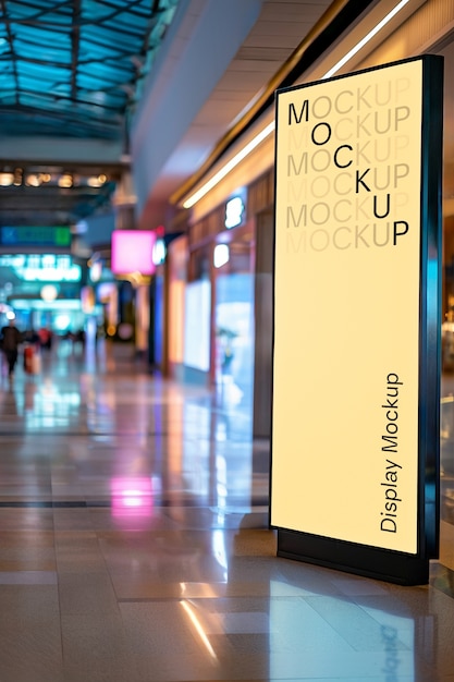 Vertical banner mockup in  building interior