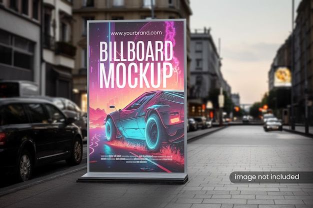 Vertical Billboard Mockup on a City Street