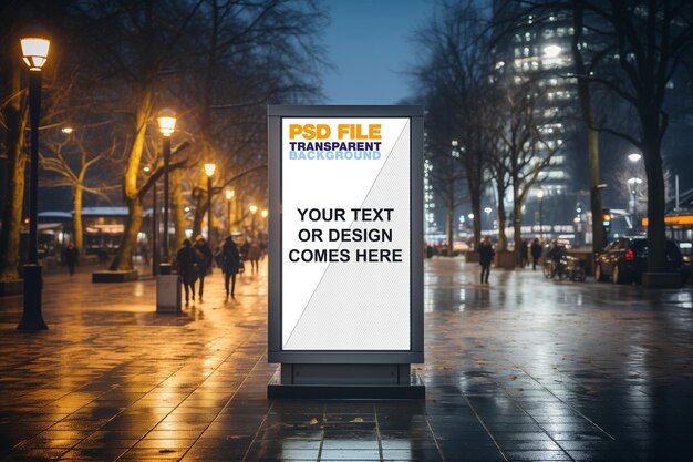 PSD vertical blank billboard for outdoor advertising city poster