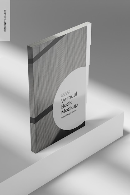 vertical book on podium mockup