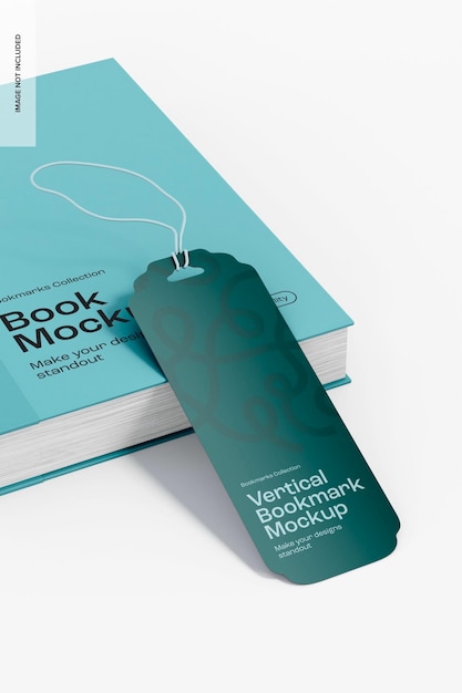 Vertical bookmark mockup, left view