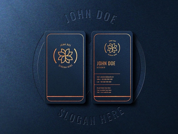 Vertical business card mockup luxury gold effect