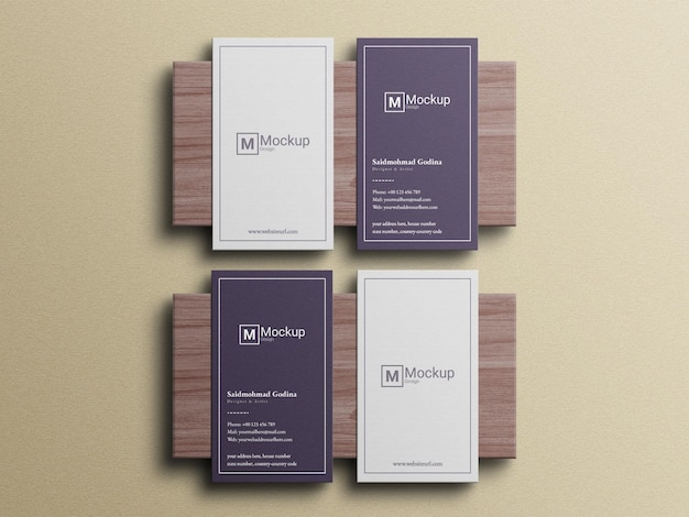 PSD vertical business card mockup