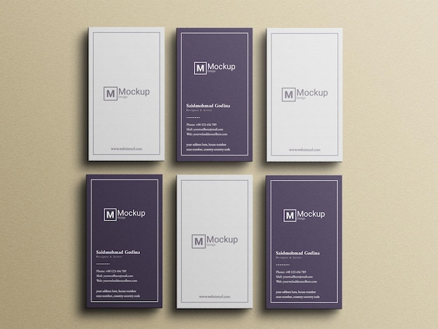 PSD vertical business card mockup