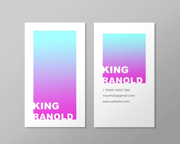 PSD vertical business card template design with gradient color