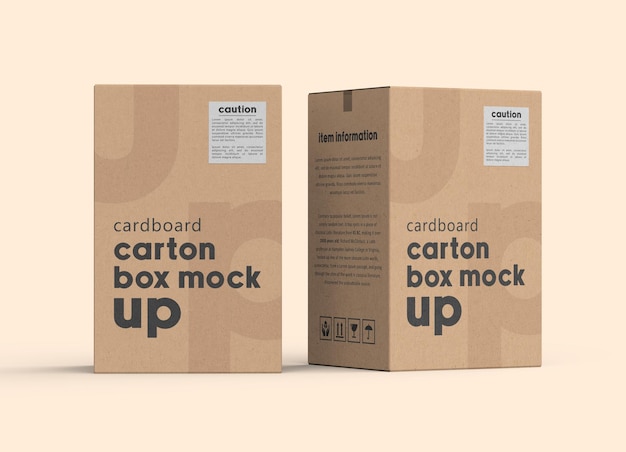 Vertical cardboard carton box mockup