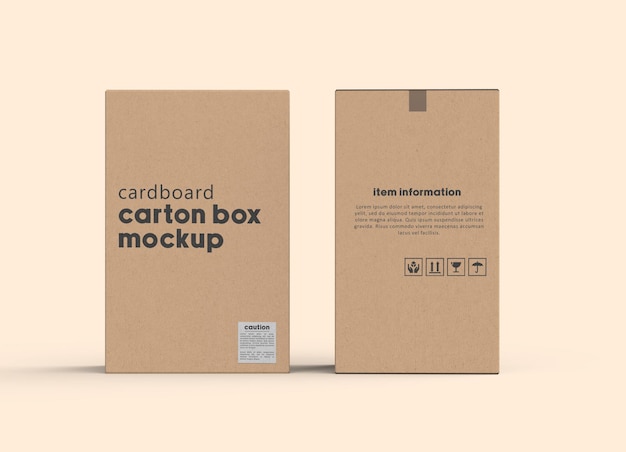 Vertical cardboard carton box mockup