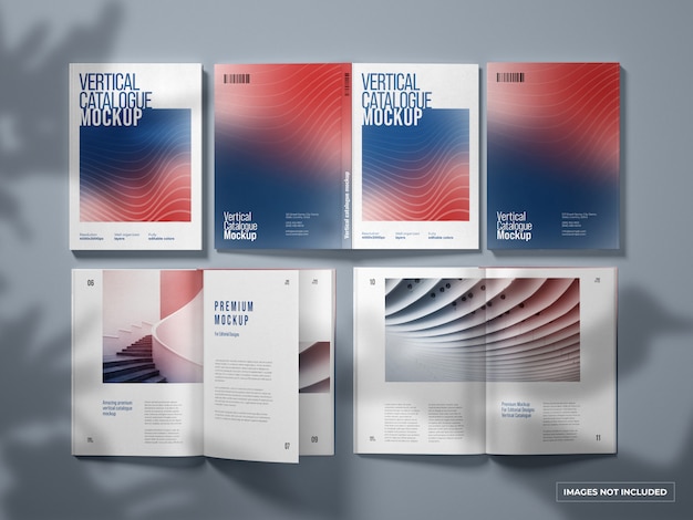 Catalogo verticale e mockup di riviste