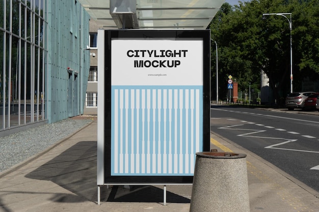 Vertical citylight on a bus stop mockup