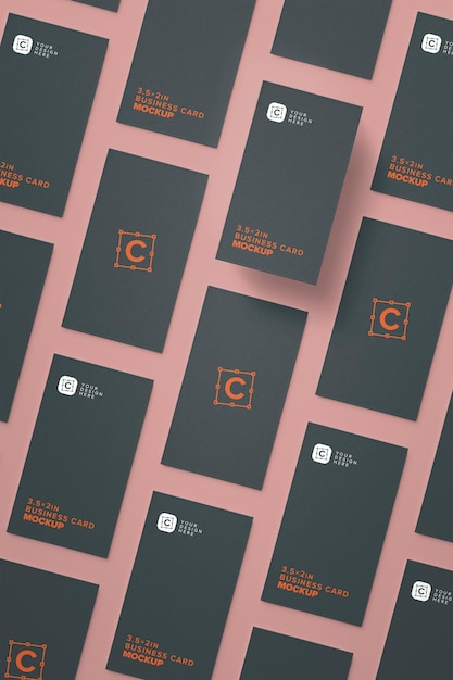 PSD vertical closeup of business card mockups