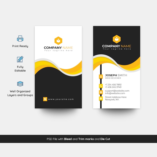 Vertical Corporate Business Card Template