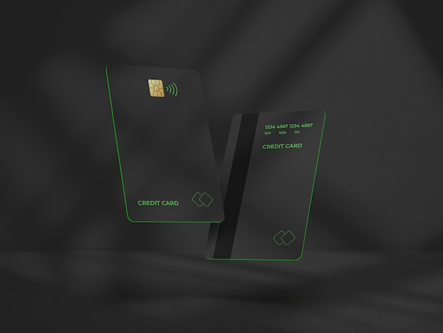 PSD vertical credit card mockup 3d render