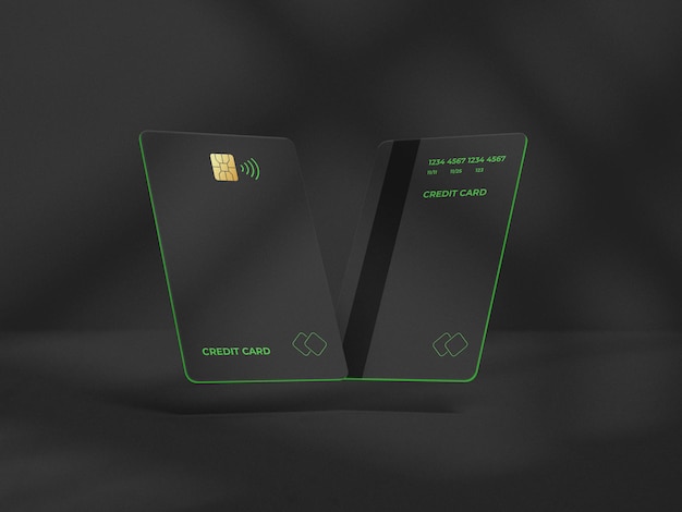 PSD vertical credit card mockup 3d render