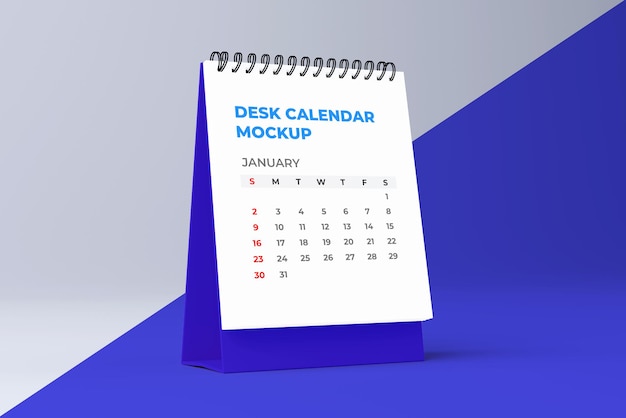 Vertical desk calendar mockup side view