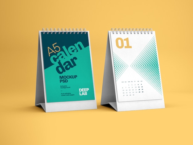 Mockup di calendario da tavolo verticale