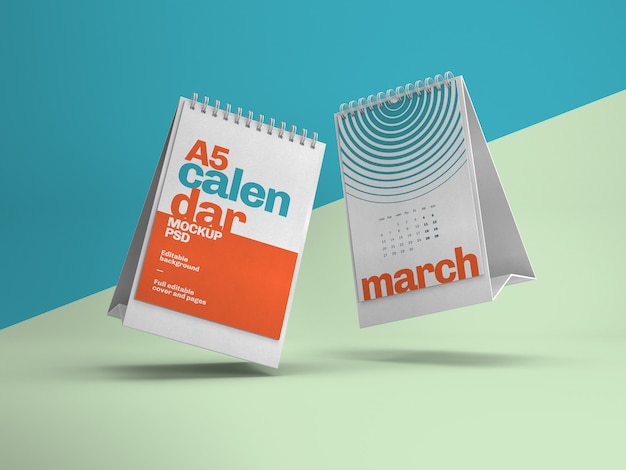 Mockup di calendario da tavolo verticale