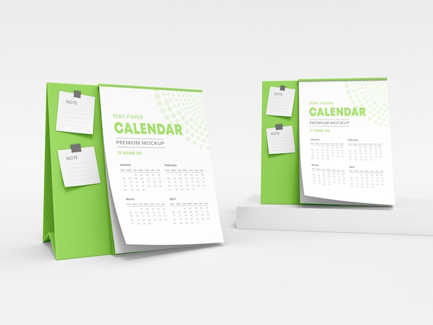 Vertical desk calendar stationery mockup