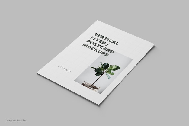 PSD vertical flyer and postcard mockup perspective view