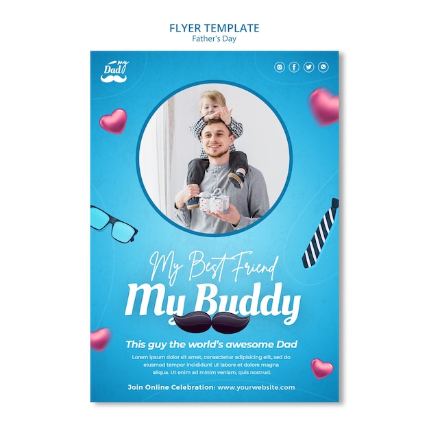 Vertical flyer template for father's day celebration