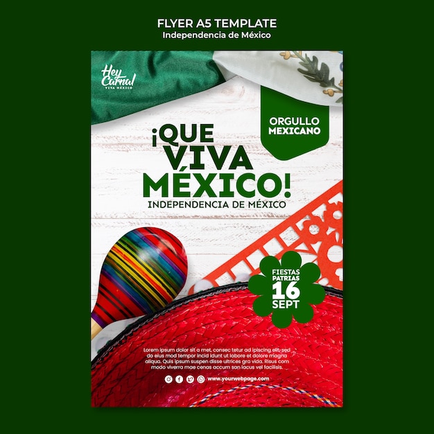 PSD vertical flyer template for mexico independence day celebration