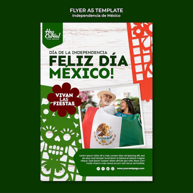 PSD vertical flyer template for mexico independence day celebration