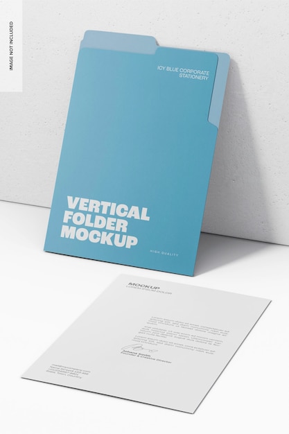 PSD vertical folder mockup, leaned