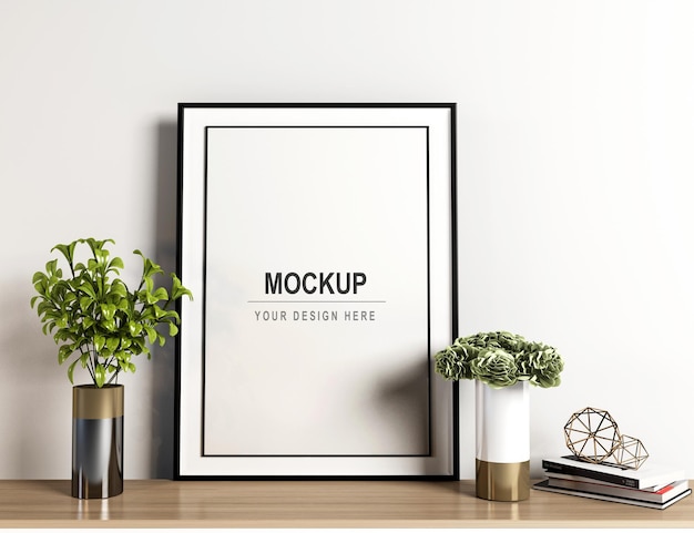 Vertical frame mockup design in 3d rendering