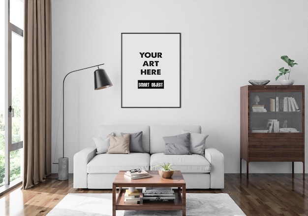 Vertical frame mockup in living room