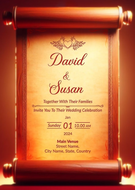 Vertical frame psd wedding invitationgreeting card