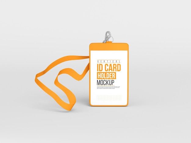 Vertical id card with holder mockup