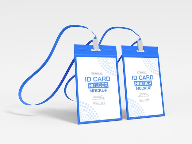 PSD vertical id card with holder mockup