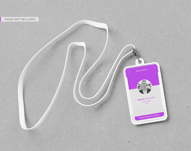 Vertical id card with holder mockup