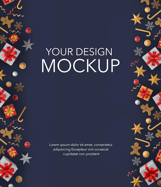 Immagine verticale di uno sfondo di natale mockup