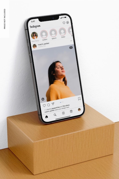 Vertical iphone 12 mockup, perspective