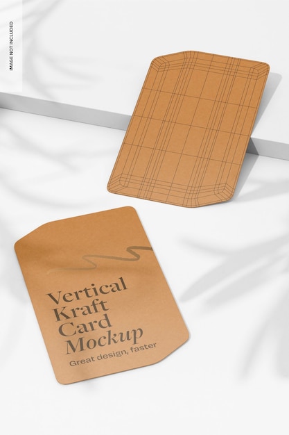 Vertical Kraft Cards Mockup
