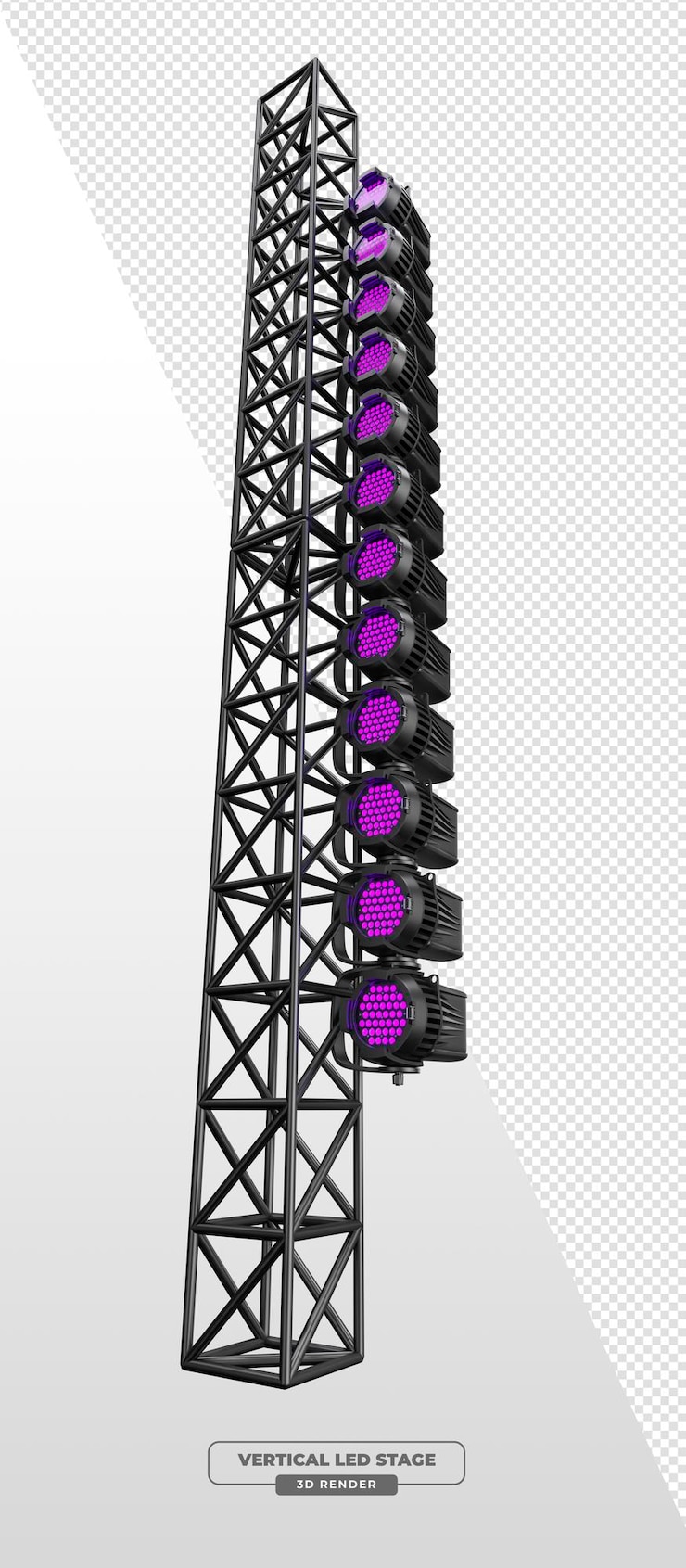 PSD 垂直 led 舞台与紫色照明 3d 渲染