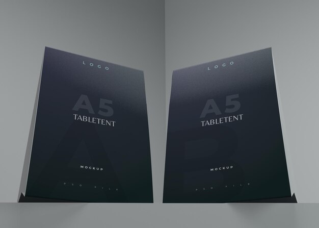 PSD mockup di schede per tablet con menu verticale