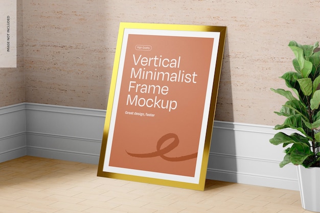 Mockup di cornice minimalista verticale vista destra