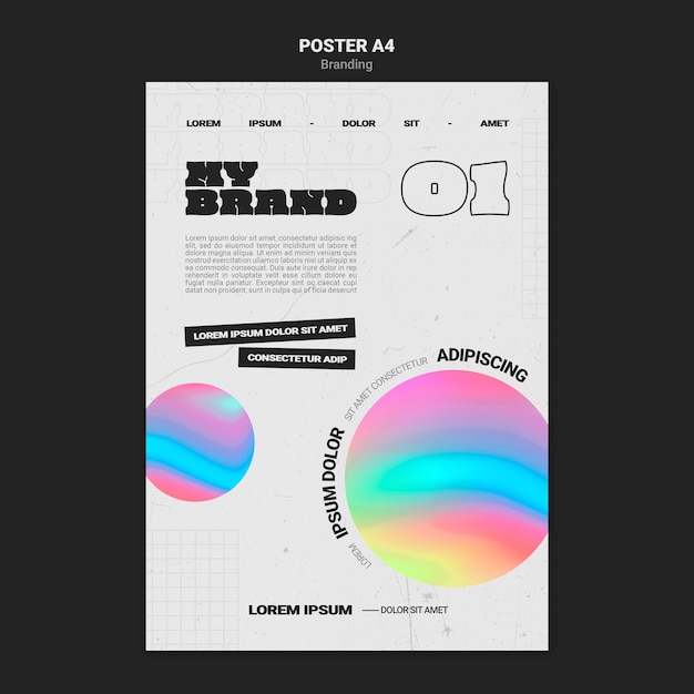 PSD vertical poster for company branding with colorful circle shape