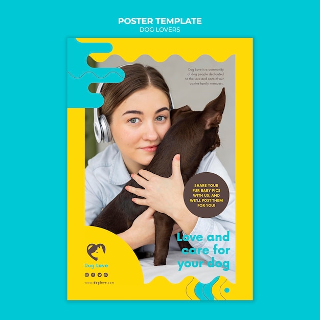 PSD vertical poster for dog lovers with female owner