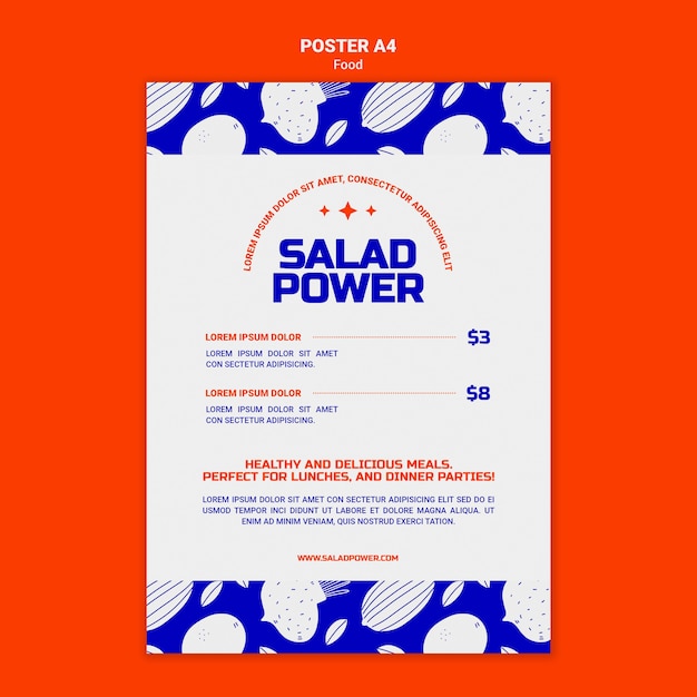 PSD poster verticale per insalata