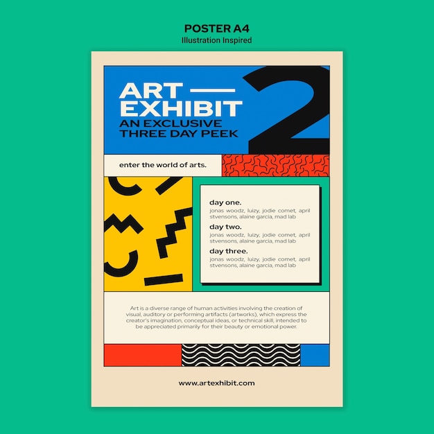 Modello di poster verticale per mostra d'arte