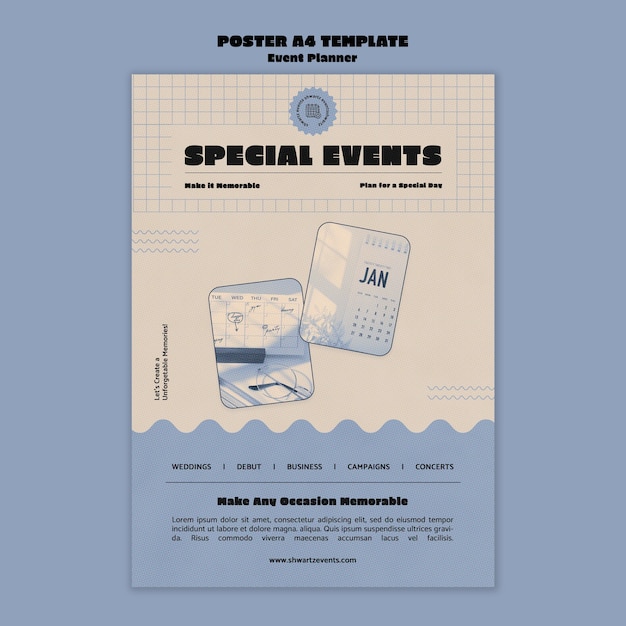 PSD vertical poster template for event planner