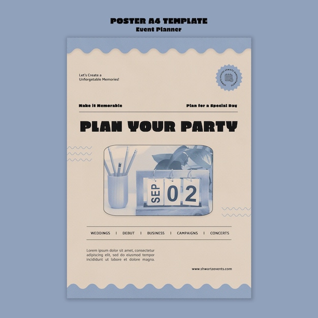 Vertical poster template for event planner