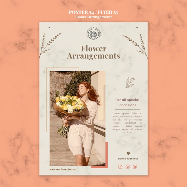 Vertical poster template for floral arrangements shop