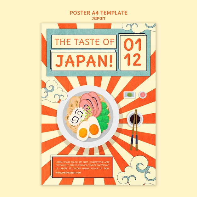 PSD Вертикальный шаблон плаката для ресторана японской кухни