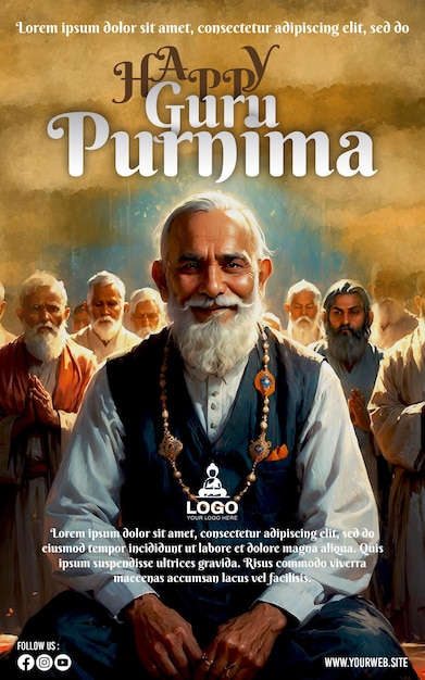 PSD modello di poster verticale per il guru purnima