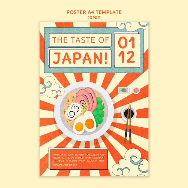 PSD vertical poster template for japanese cuisine restaurant